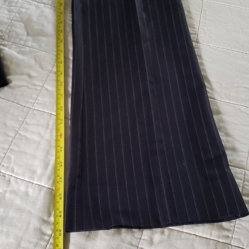 BCBGMaxazria Wool Wide Leg Trouser Pinstripe Dress Pants Size 8 Black - Picture 10 of 10